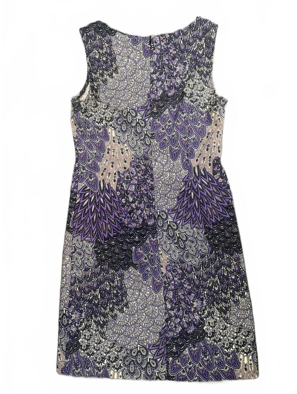 Connected Women's Sleeveless Shift Dress With Peacock Pattern - Size 10 - Picture 7 of 7
